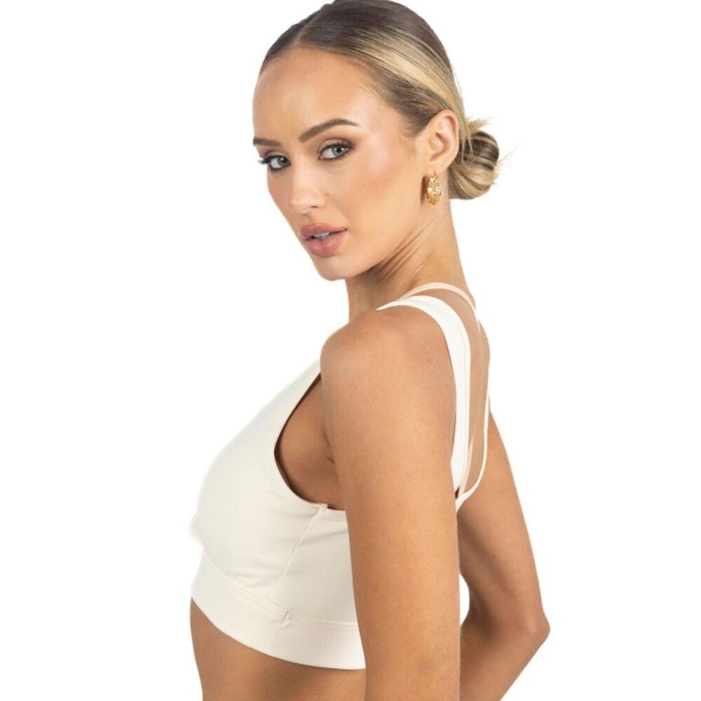 Cleo Color Block Activewear Sportsbra in Beige - Picture 2 of 4